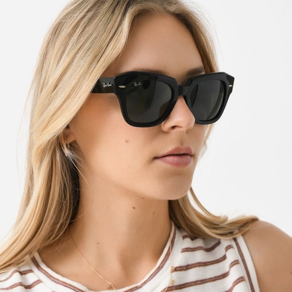 RayBan State Street Green G15 Lenses RB2186 Black Frame Men & Women - Picture 12 of 15